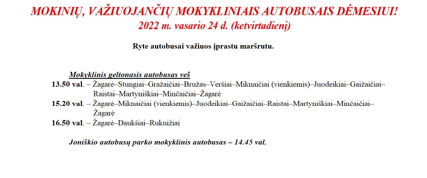 Vasario 24 d. autobusų maršrutai