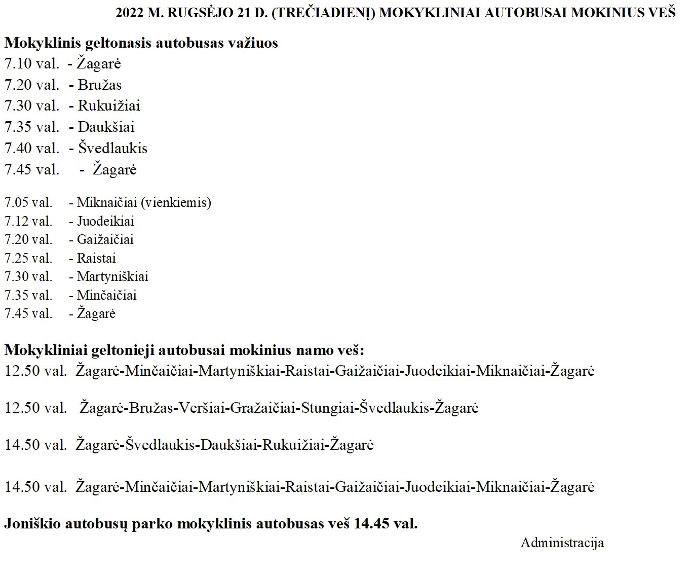 Rugsėjo 21 d. pavežėjimas